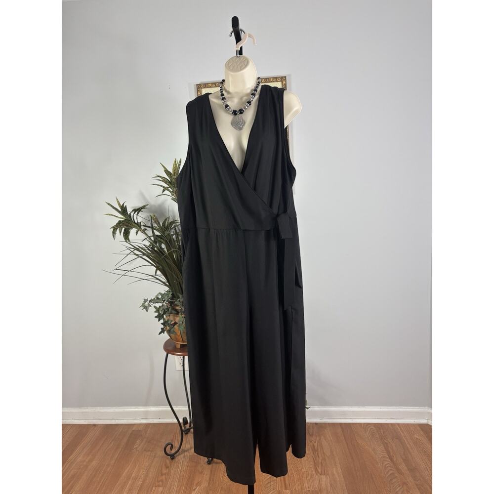 Cato Women Plus XXL Wrap Jumpsuit Sleeveless Back Wide Leg Pocket Fairy Goth